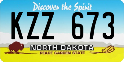 ND license plate KZZ673