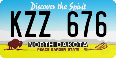 ND license plate KZZ676