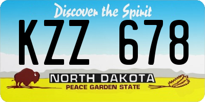 ND license plate KZZ678