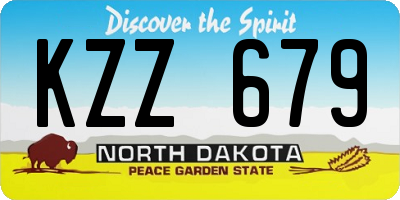 ND license plate KZZ679