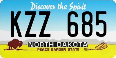 ND license plate KZZ685