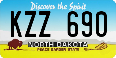 ND license plate KZZ690