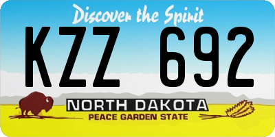 ND license plate KZZ692