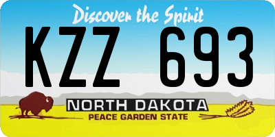 ND license plate KZZ693