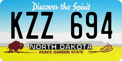 ND license plate KZZ694