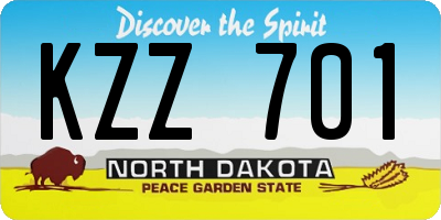 ND license plate KZZ701