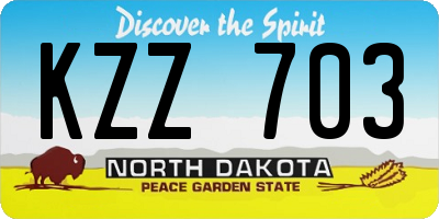 ND license plate KZZ703