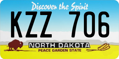 ND license plate KZZ706