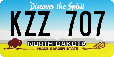 ND license plate KZZ707