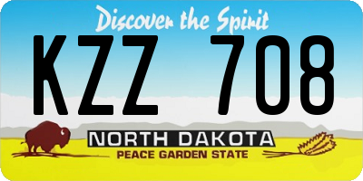 ND license plate KZZ708