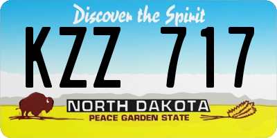 ND license plate KZZ717