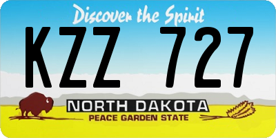 ND license plate KZZ727