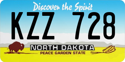 ND license plate KZZ728