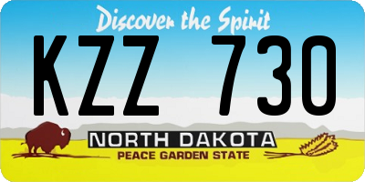 ND license plate KZZ730