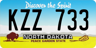 ND license plate KZZ733