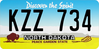 ND license plate KZZ734