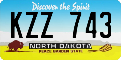 ND license plate KZZ743