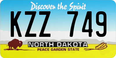 ND license plate KZZ749