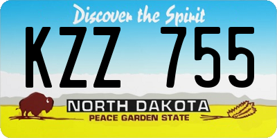 ND license plate KZZ755