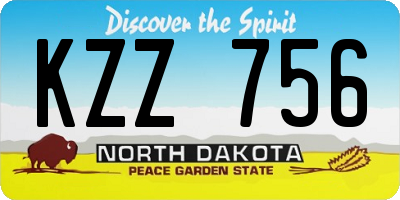 ND license plate KZZ756