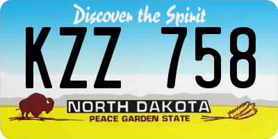 ND license plate KZZ758