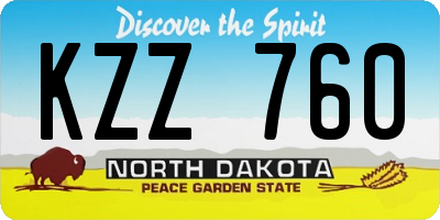 ND license plate KZZ760