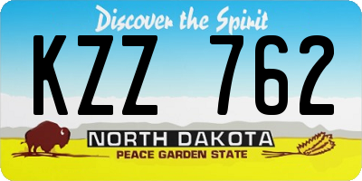 ND license plate KZZ762