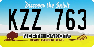 ND license plate KZZ763