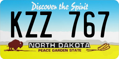 ND license plate KZZ767