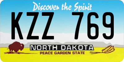 ND license plate KZZ769