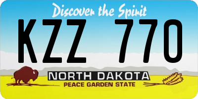 ND license plate KZZ770