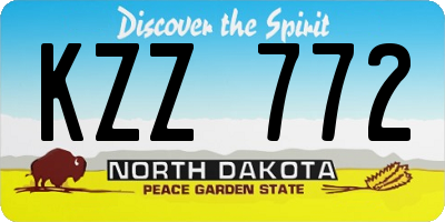 ND license plate KZZ772