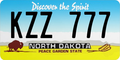 ND license plate KZZ777