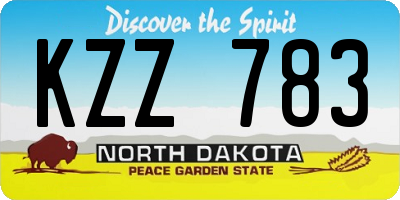 ND license plate KZZ783