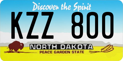 ND license plate KZZ800