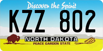 ND license plate KZZ802