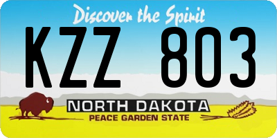 ND license plate KZZ803