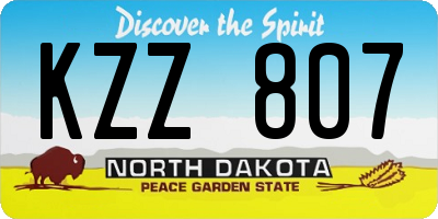 ND license plate KZZ807