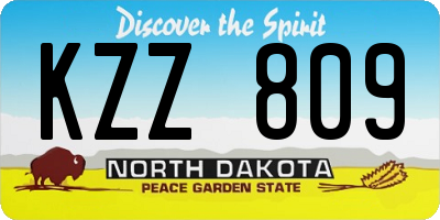 ND license plate KZZ809