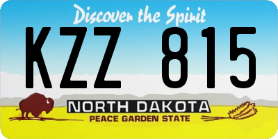 ND license plate KZZ815