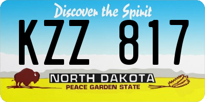 ND license plate KZZ817