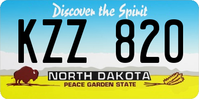 ND license plate KZZ820