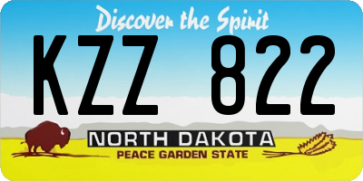 ND license plate KZZ822