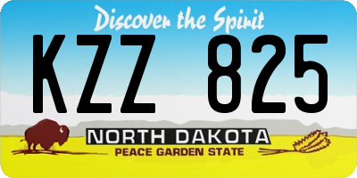 ND license plate KZZ825