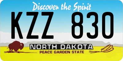 ND license plate KZZ830