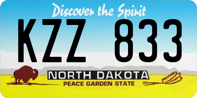 ND license plate KZZ833