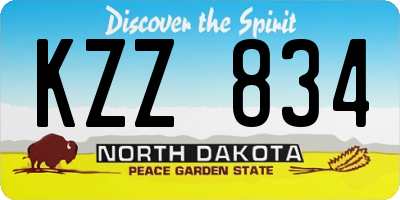 ND license plate KZZ834