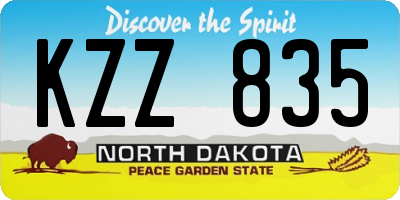 ND license plate KZZ835