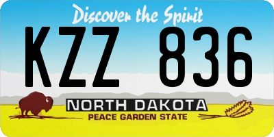 ND license plate KZZ836