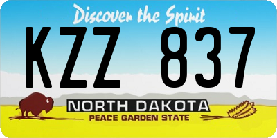 ND license plate KZZ837